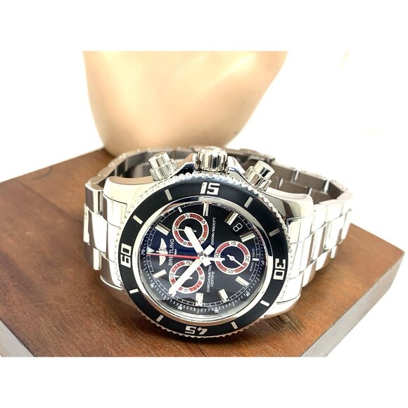 Breitling Men's Watch A73310 Superocean Swiss Quartz Chronograph Black Dial 46mm - Picture 7 of 13